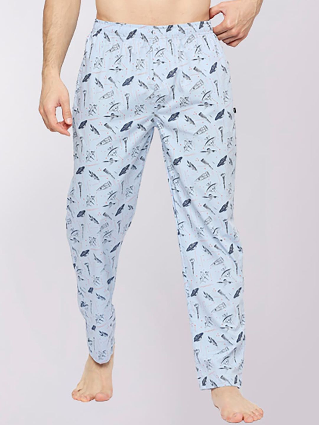 FRENCHIE Men Printed Cotton Mid-Rise Lounge Pant-picture-27