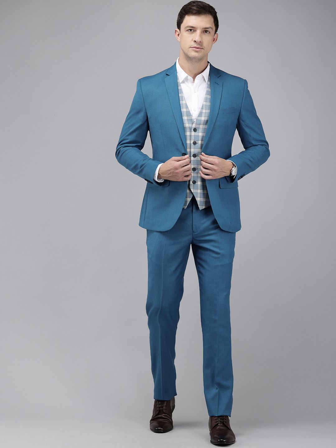 Park Avenue Single Breasted Slim Fit 3 Pieces Formal Suits-image-30