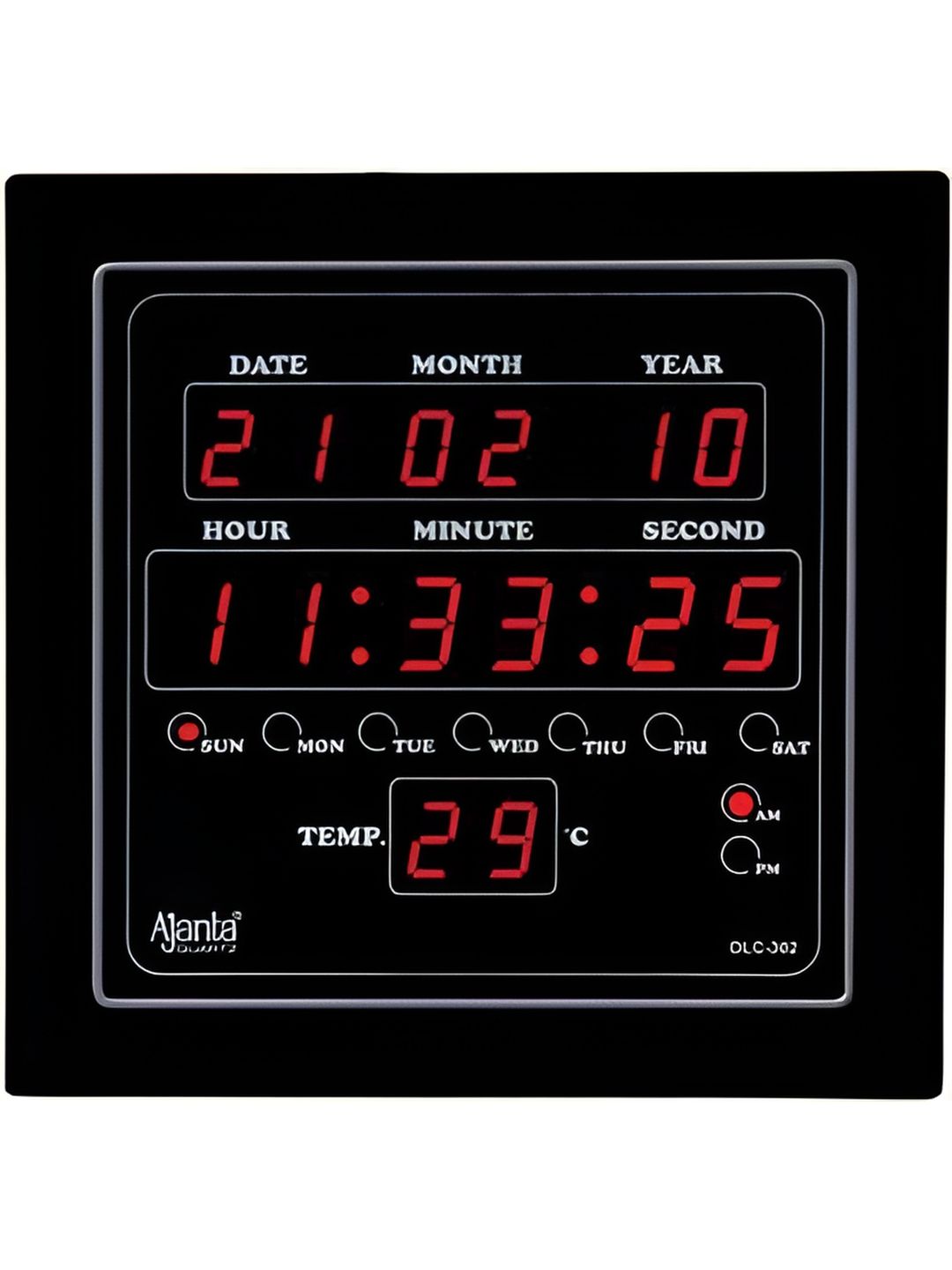 Ajanta Black and White Contemporary Digital Wall Clock