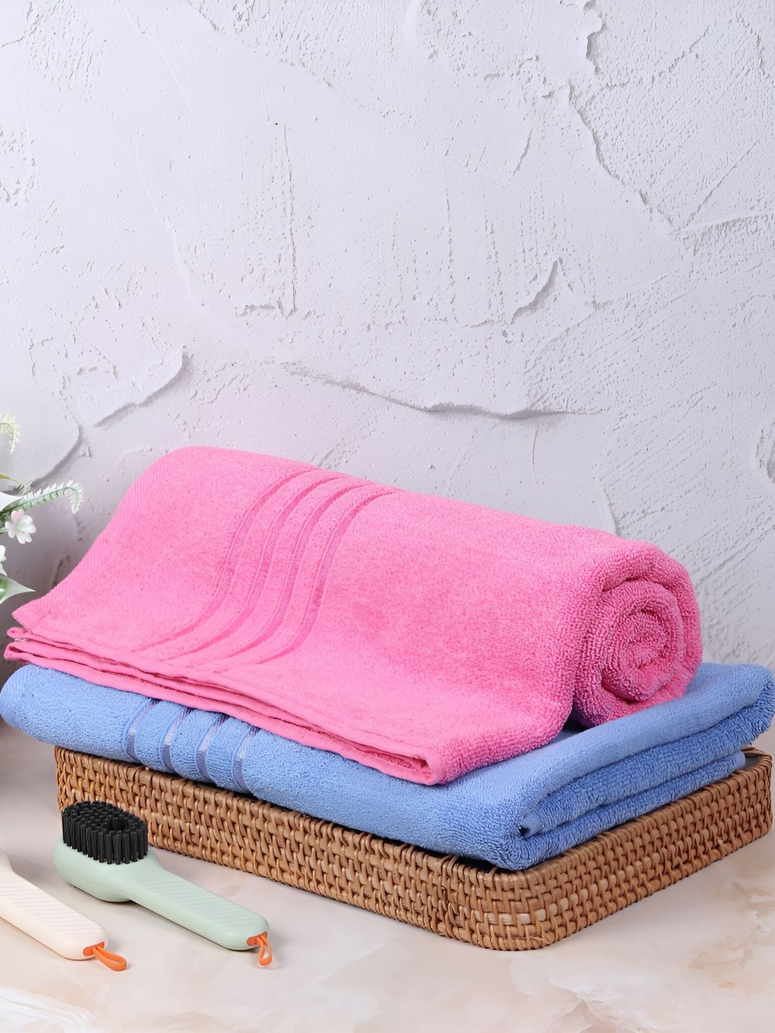 ZAHYA Pink & Blue 2 Pieces 500 GSM Towel Set-image-18