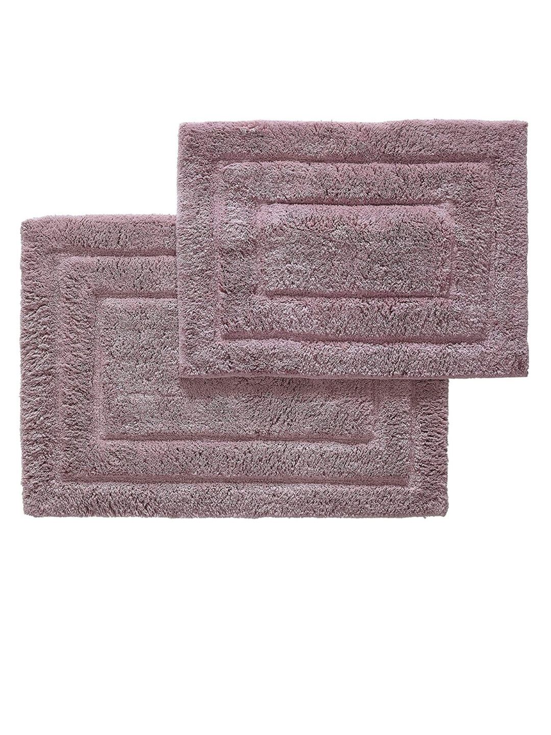 SENSES Mauve 2 Pieces Embossed 2800 GSM Cotton Non-skid Bath Rugs-image-37