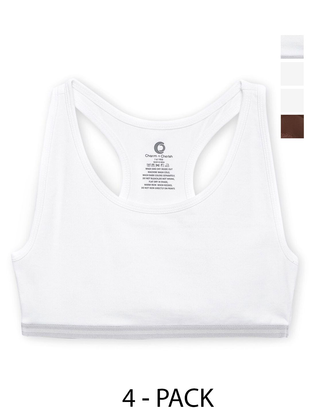 Charm n Cherish Girls Pack Of 4 Workout Bra Full Coverage Non Padded All Day Comfort-picture-45