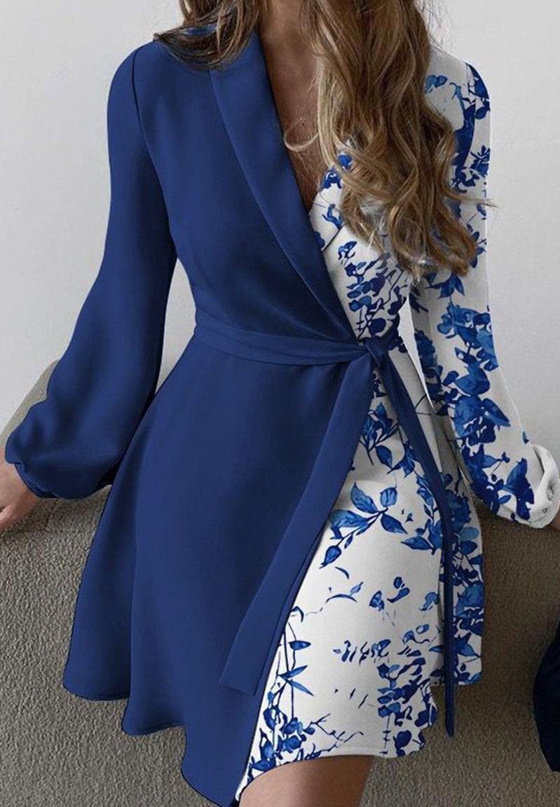 Royal Blue Blue Wrap Dress With Sleeves Plus Size Summer Dresses,Women Long  Slit Maxi Dress