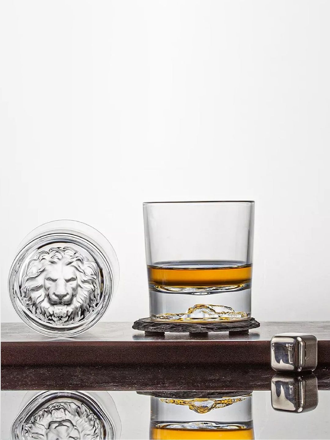 MELBIFY Transparent 4 Pieces Lion Designed Whiskey Glasses 300 ml-image-21