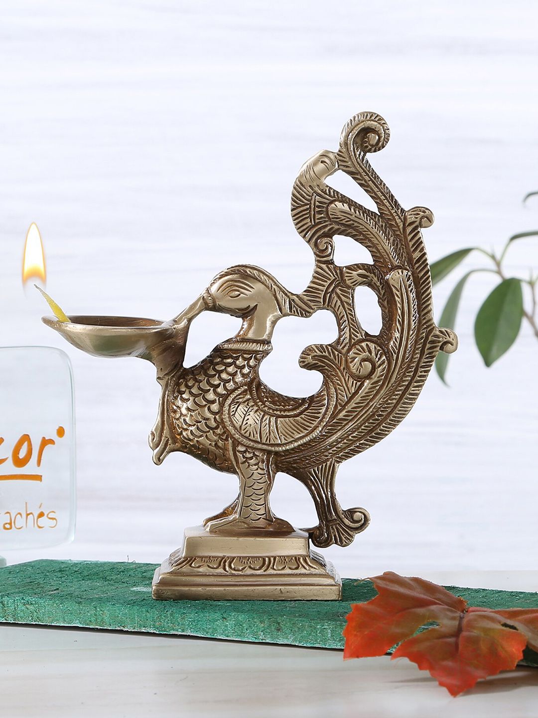 Two Moustaches Brown Brass Peacock Deepak-picture-33