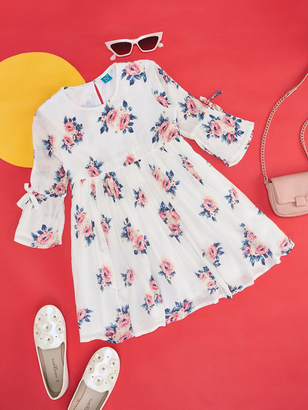 YU by Pantaloons Girls Floral Printed Bell Sleeves Fit & Flare Dress-picture-24