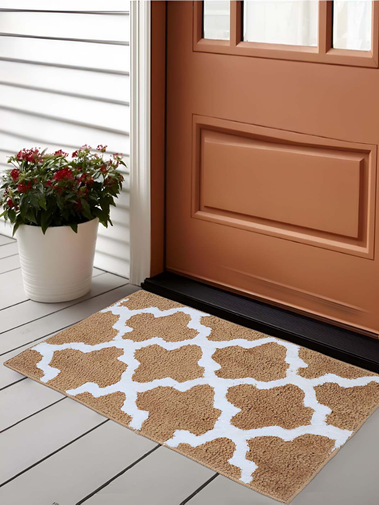 Bajo's Beige & White Self-Designed Anti-Skid Doormat-picture-44