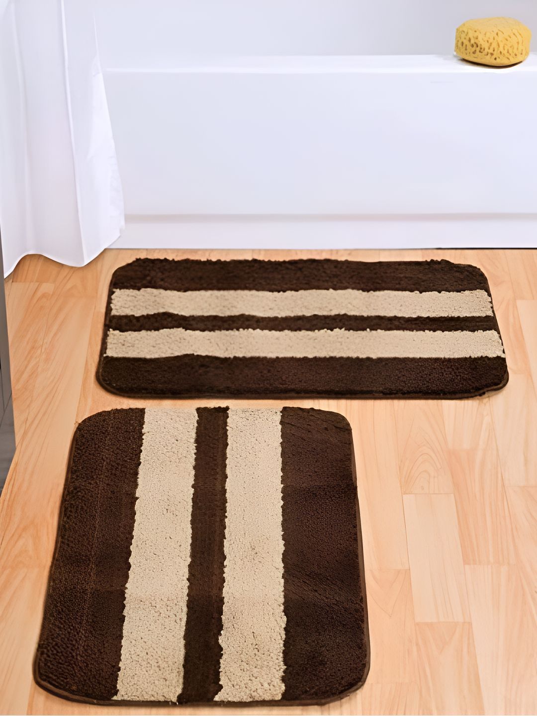 Bajo's Brown 2 Pcs Striped Anti-Skid Doormats-picture-22