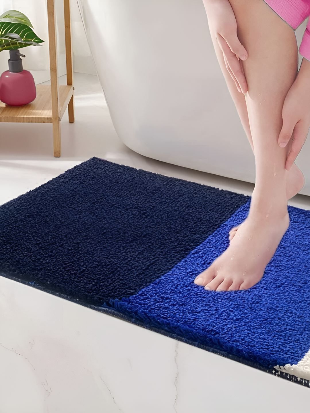 Bajo's Navy Blue & White Anti Skin Doormat-image-34