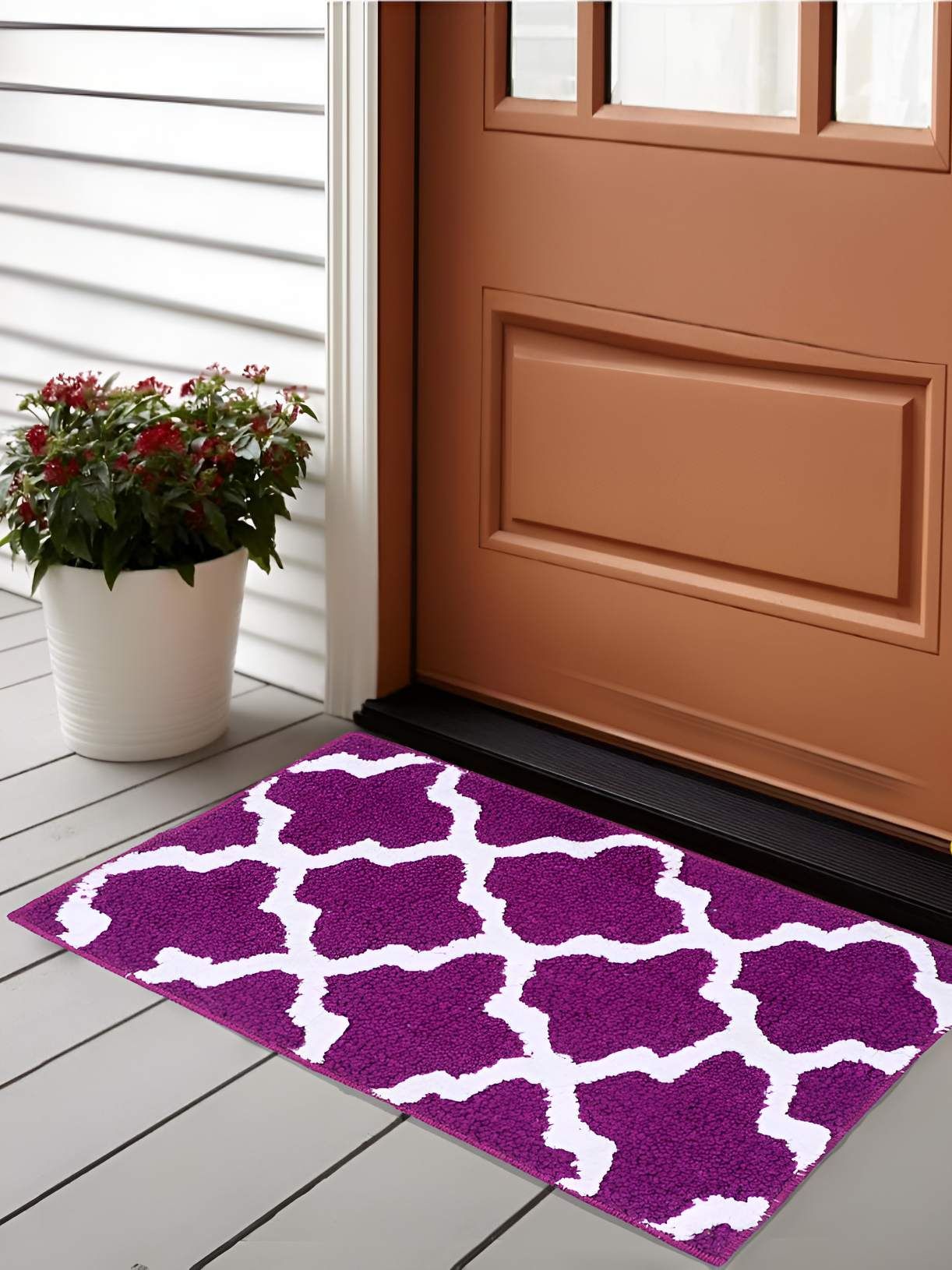 Bajo's Purple & White Anti-Skid Doormat-image-30