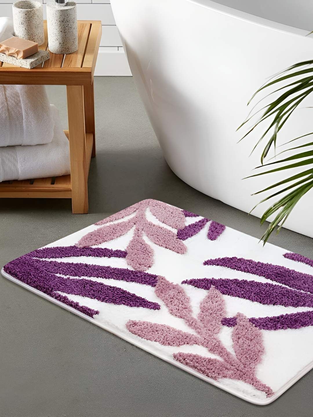 Bajo's Purple & White Anti-Skid Doormat-image-28