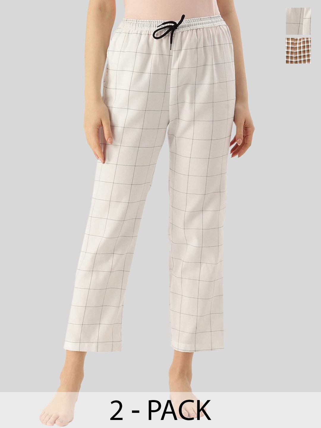 Kryptic Women Pack Of 2 Checked Cotton Lounge Pants-picture-24