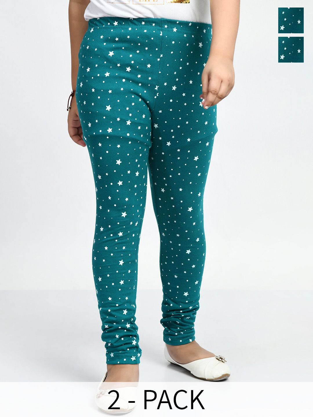 BAESD Girls Pack of 2 Printed Cotton Churidar-Length Leggings-picture-19