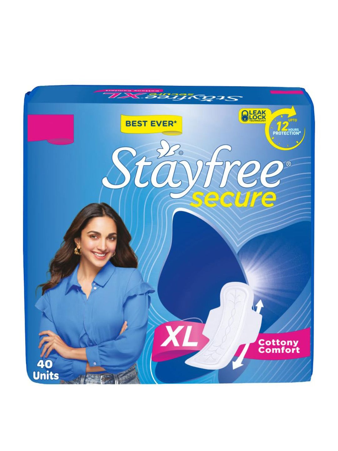 Stayfree Secure Cottony Comfort XL Sanitary Napkins With Wings - 40 pads