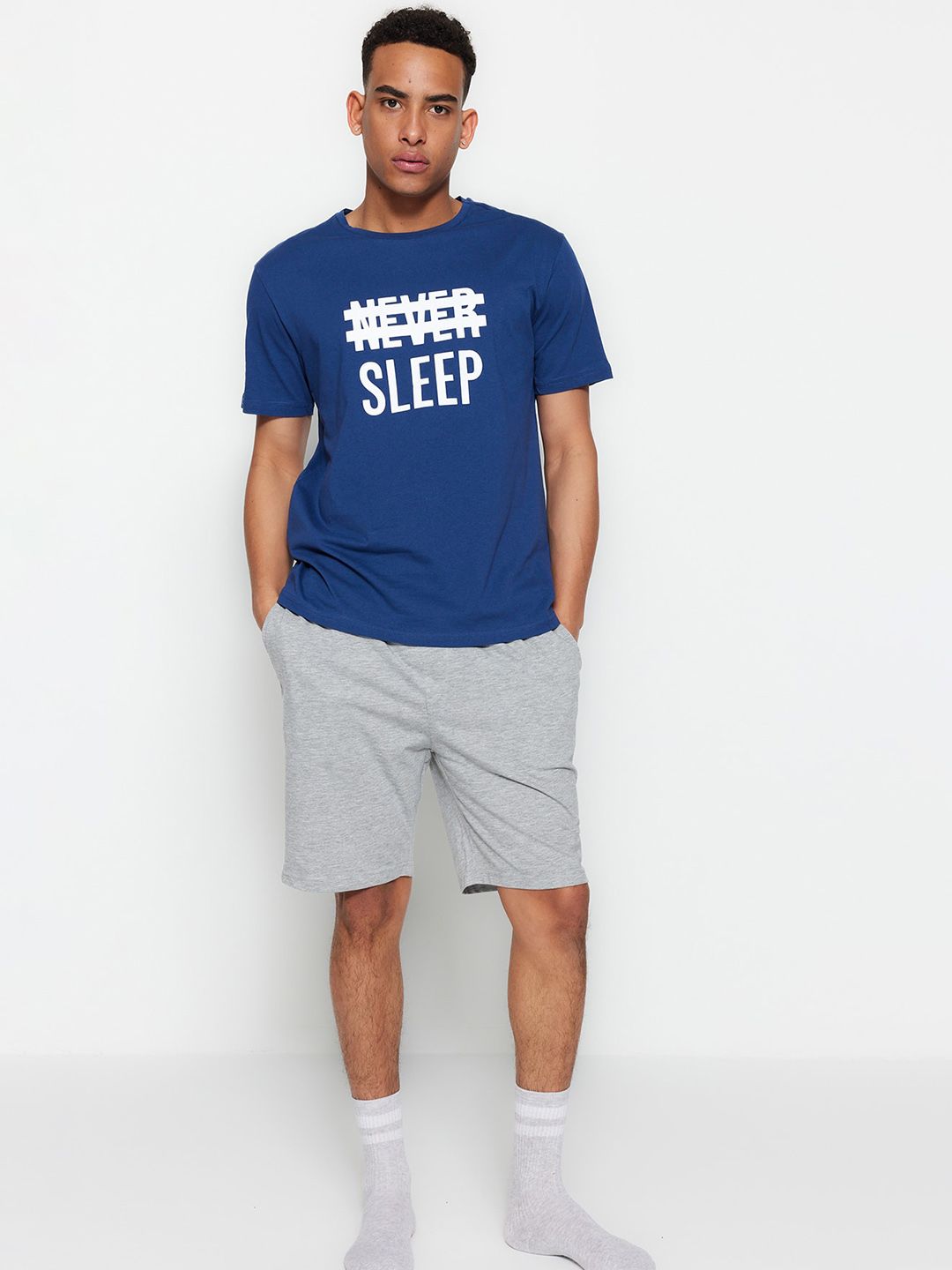 Trendyol Typography Printed Pure Cotton T-shirt With Shorts-picture-38