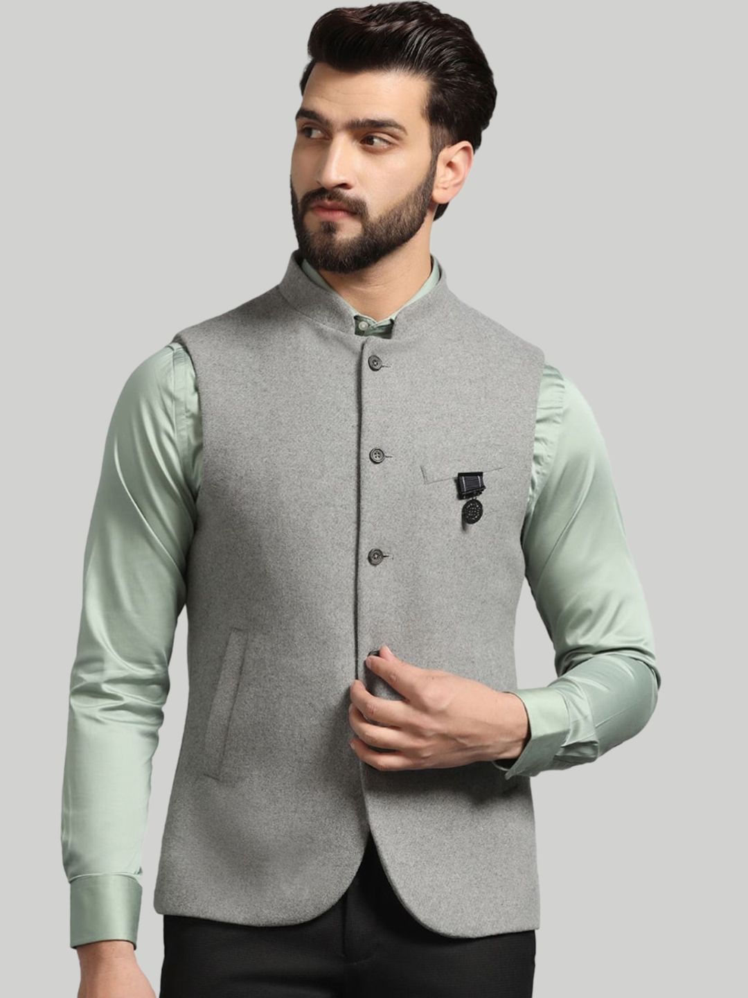 Blackberrys Slim-Fit Woven Nehru Jacket-picture-13