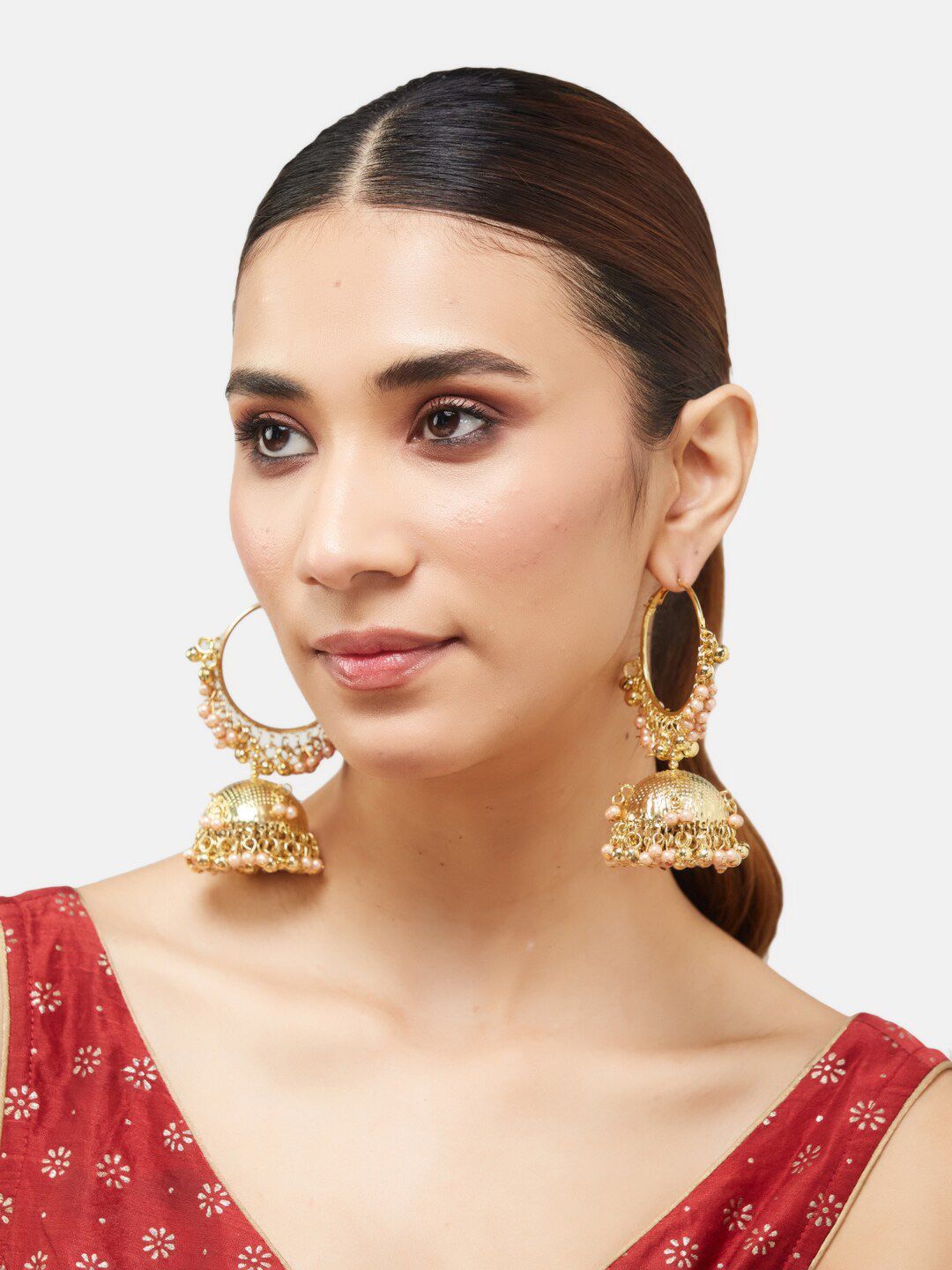 ATIBELLE Gold-Plated Beaded Classic Jhumkas