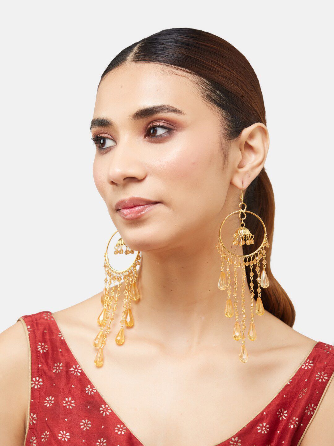 ATIBELLE Brass Gold-Plated Chandelier Drop Earrings