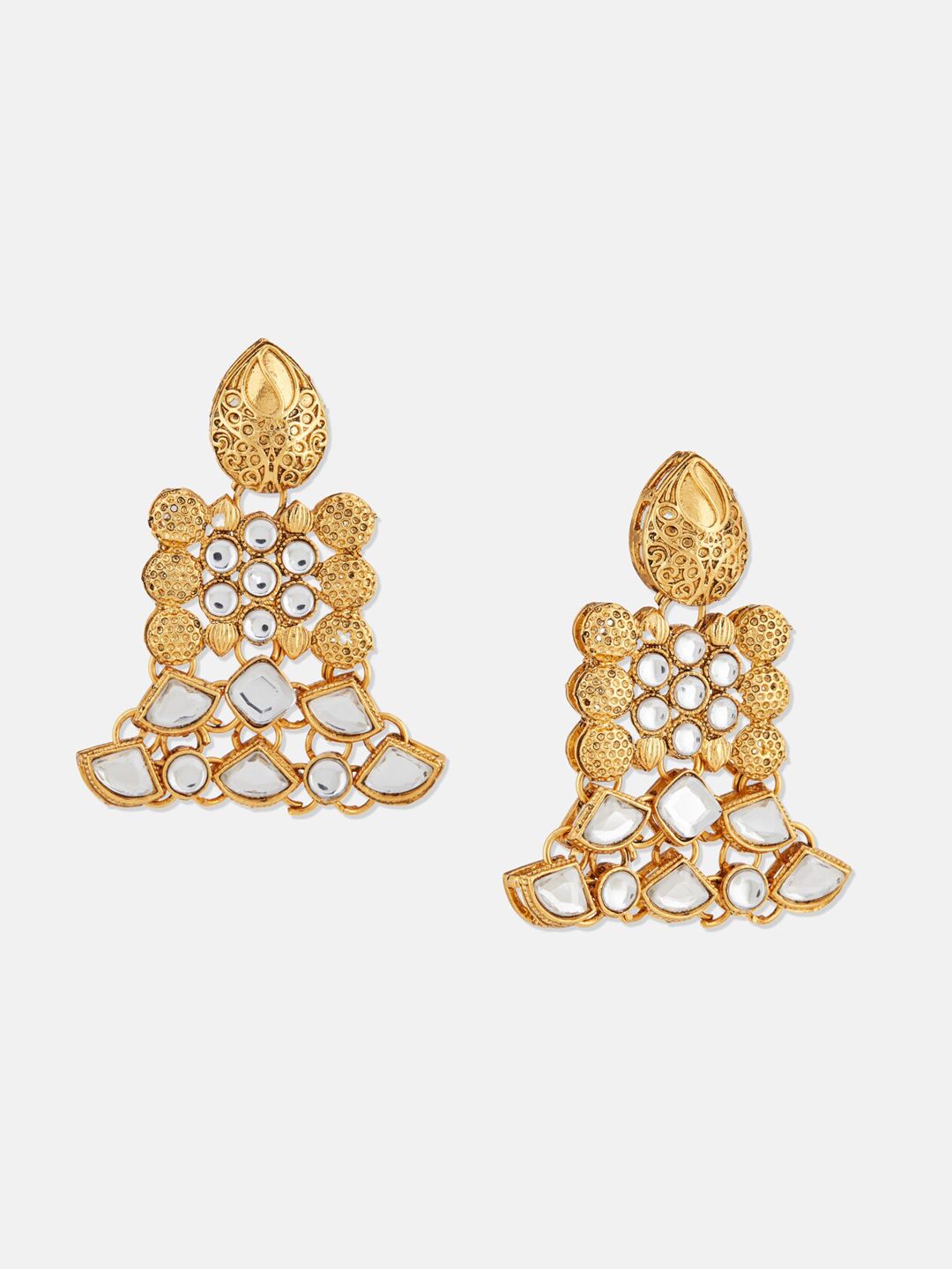 ATIBELLE Gold-Plated Kundan Drop Earrings