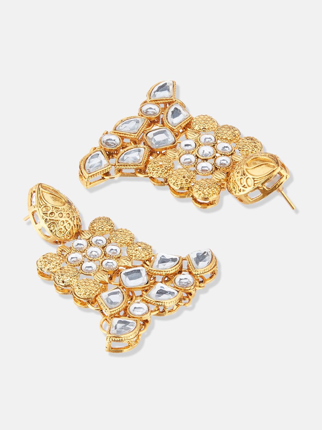 ATIBELLE Gold-Plated Kundan Drop Earrings