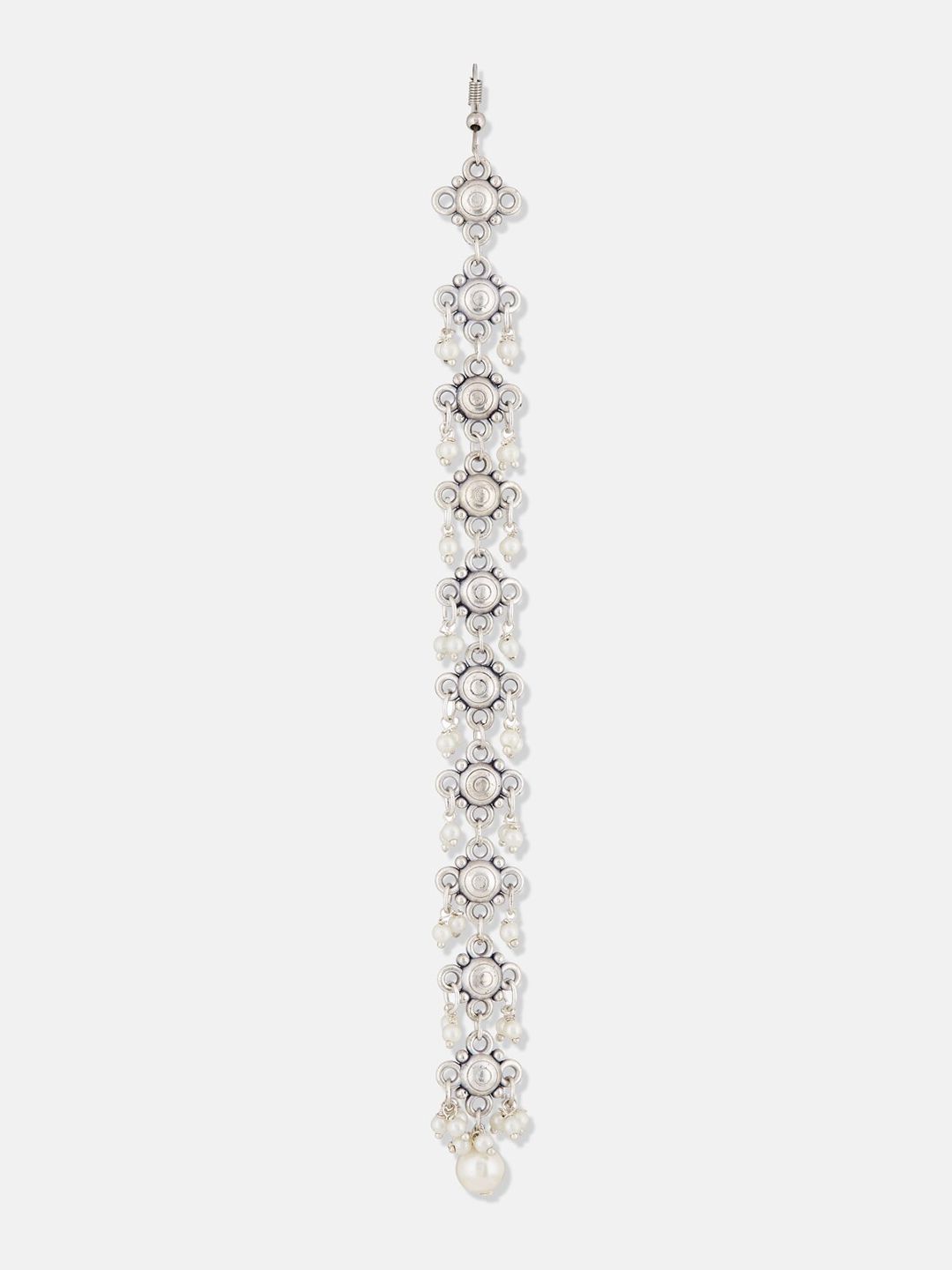ATIBELLE Set Of 2 Silver-Plated Pearls Maang Tikka