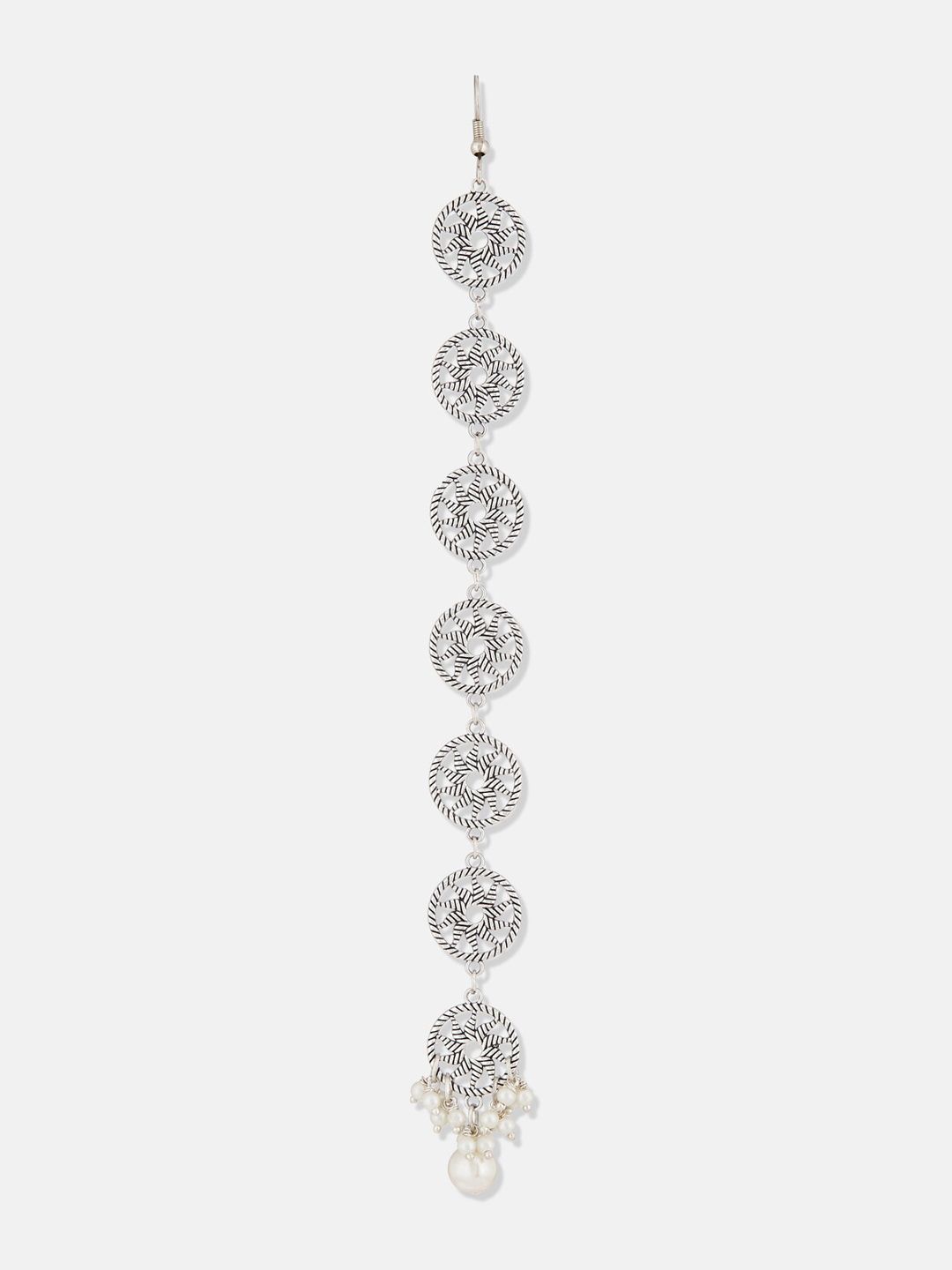 ATIBELLE Set Of 2 Silver-Plated Pearls Maang Tikka
