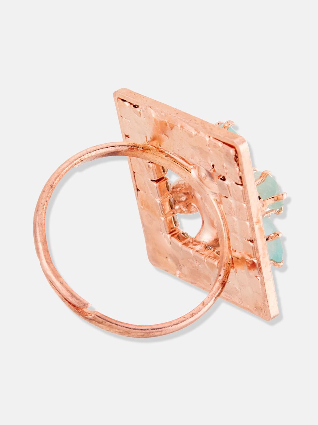 ATIBELLE Rose Gold-Plated Stone-Studded Adjustable Finger Ring