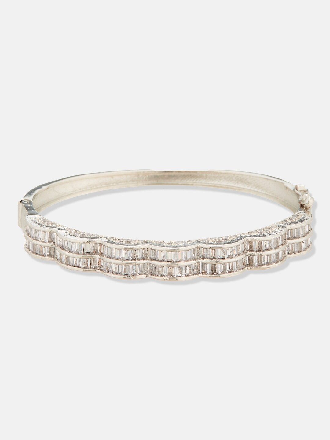 ATIBELLE Silver-Plated Cubic Zirconia Kada Bracelet