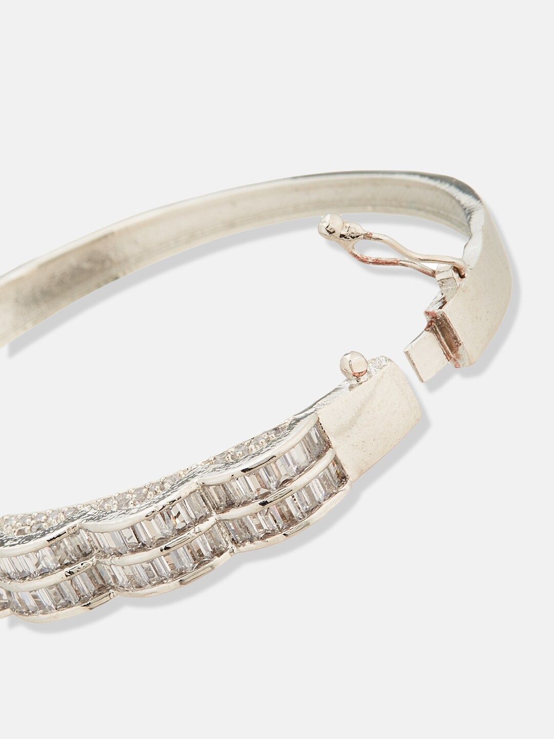 ATIBELLE Silver-Plated Cubic Zirconia Kada Bracelet