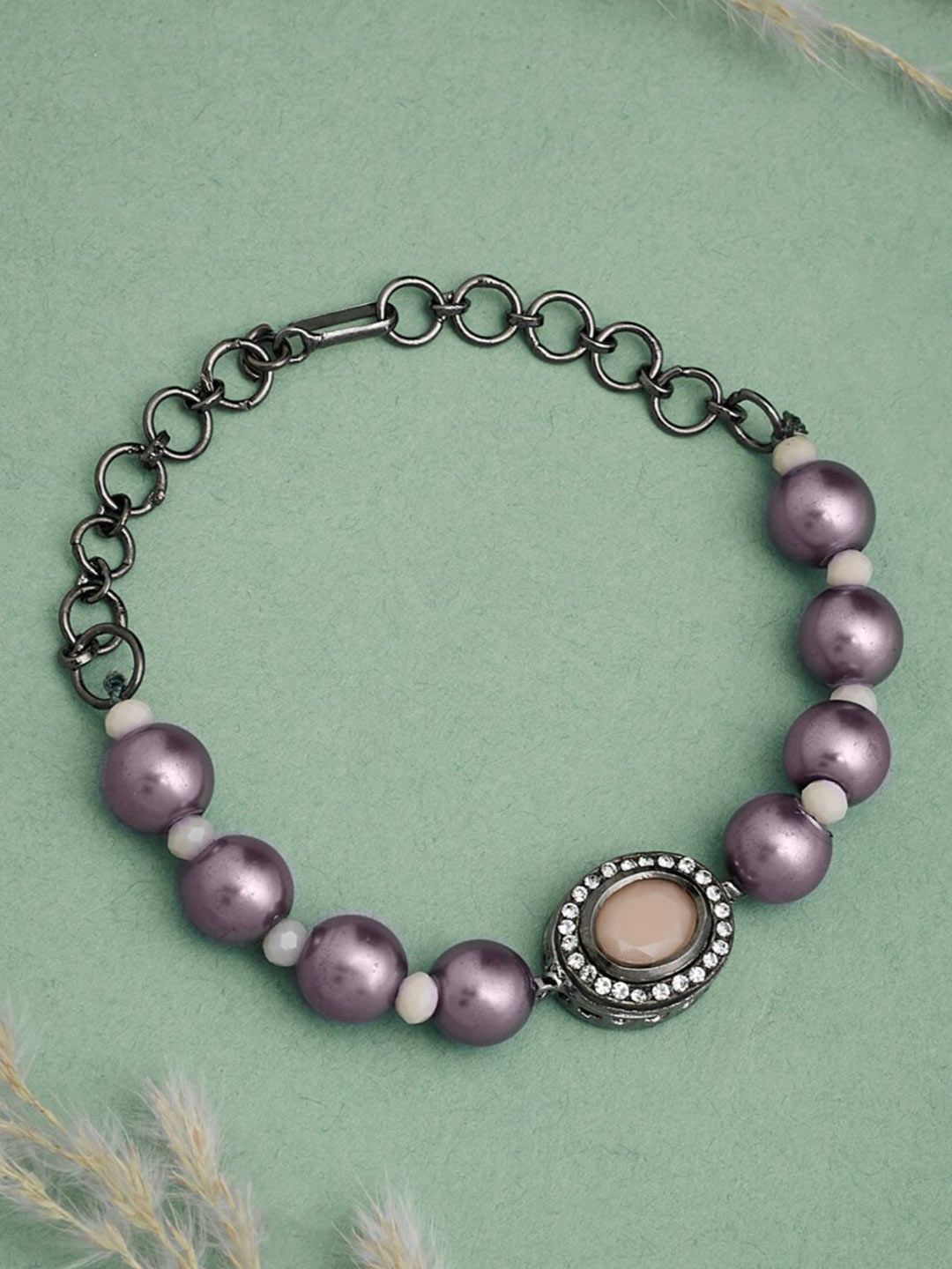 ATIBELLE Silver-Plated Brass Beaded Wraparound Bracelet