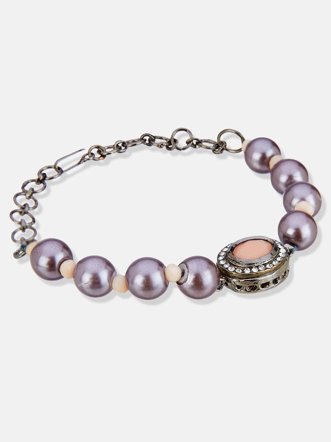 ATIBELLE Silver-Plated Brass Beaded Wraparound Bracelet
