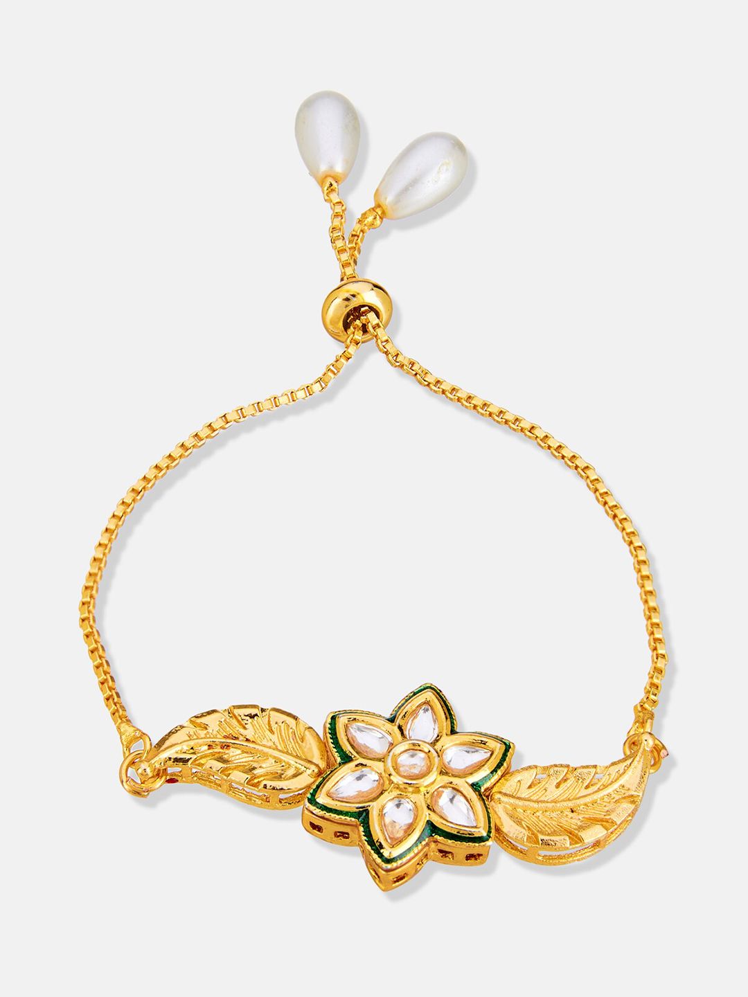 ATIBELLE Gold-Plated Kundan Charm Bracelet