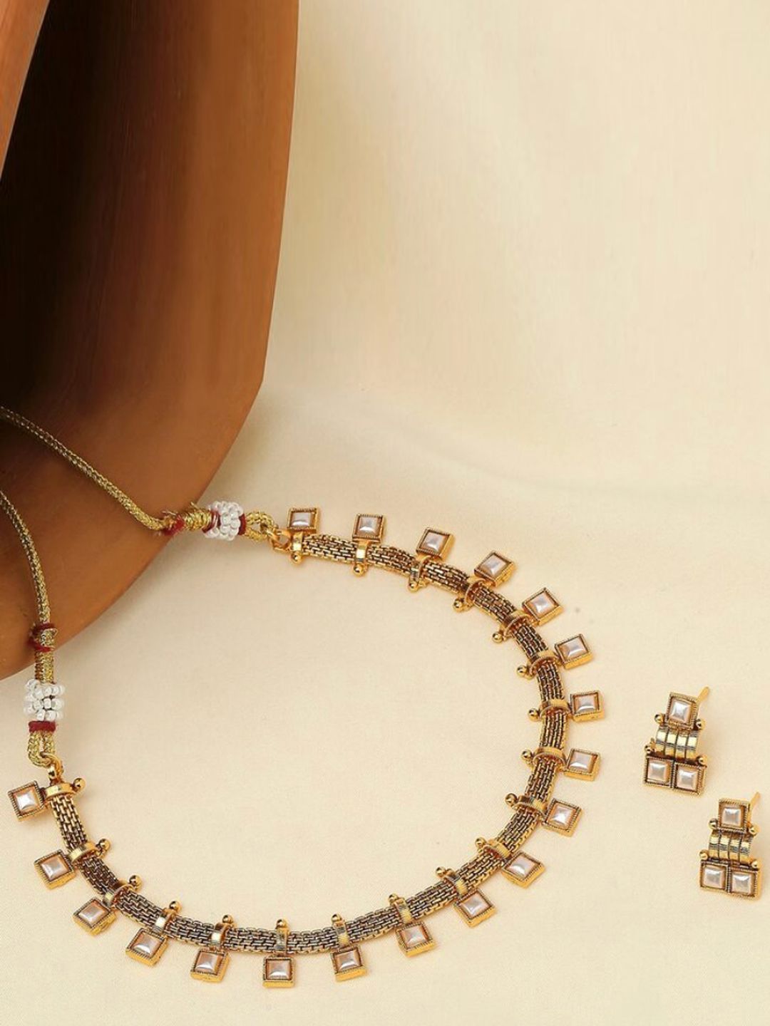 ATIBELLE Gold-Plated Stones-Studded Jewellery Set