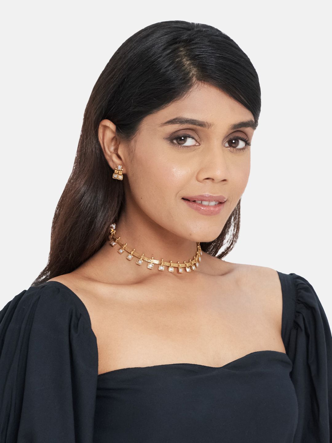 ATIBELLE Gold-Plated Stones-Studded Jewellery Set