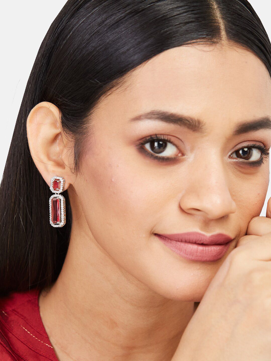 ATIBELLE Set of 2 Silver-Plated Oval Drop Earrings