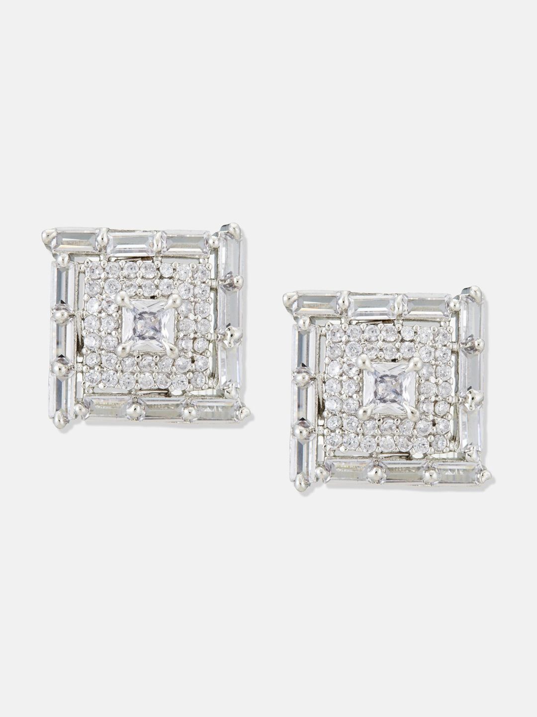 ATIBELLE Set of 2 Silver-Plated Contemporary Drop Earrings