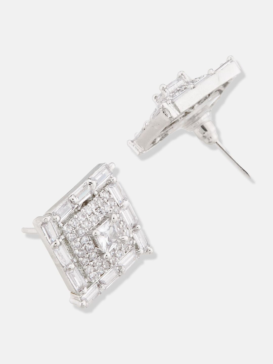 ATIBELLE Set of 2 Silver-Plated Contemporary Drop Earrings