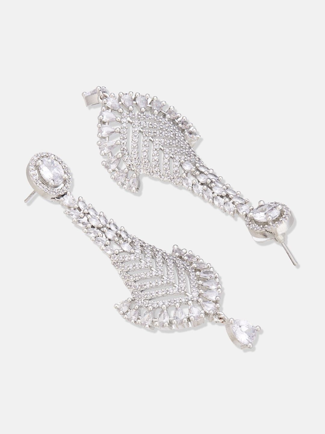 ATIBELLE Silver Plated Cubic Zirconia Stone Studded Jewellery Set