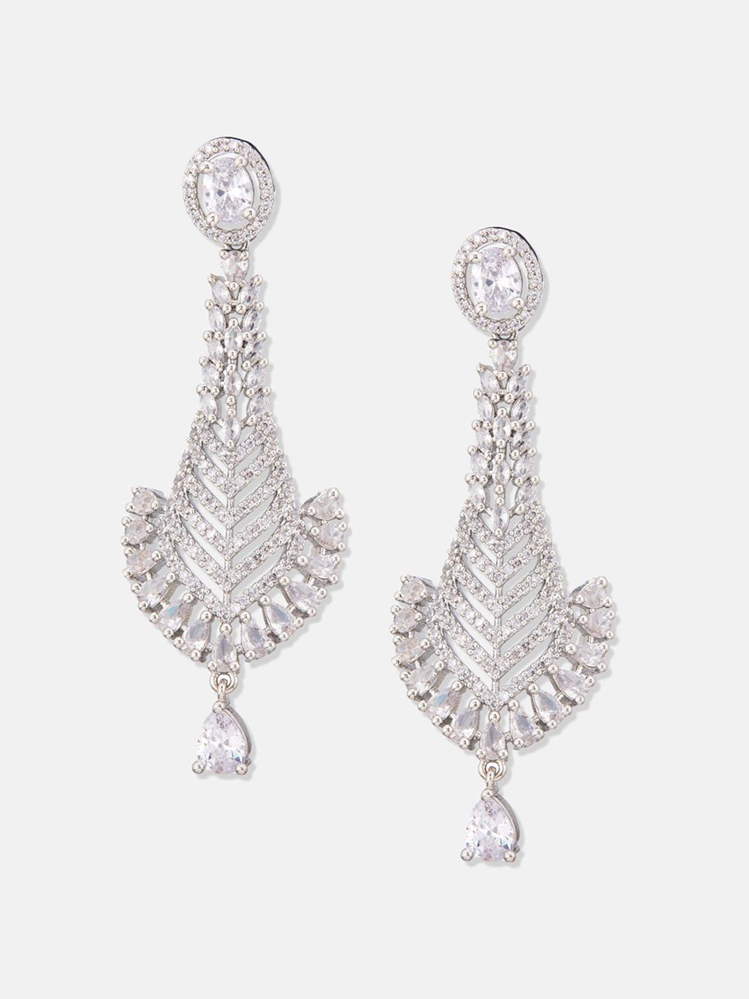 ATIBELLE Silver Plated Cubic Zirconia Stone Studded Jewellery Set