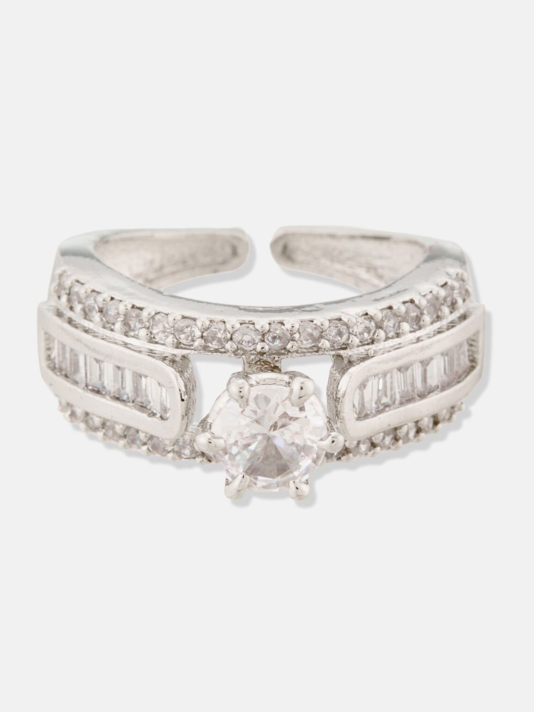 ATIBELLE Silver Plated Cubic Zirconia Stone Studded Jewellery Set