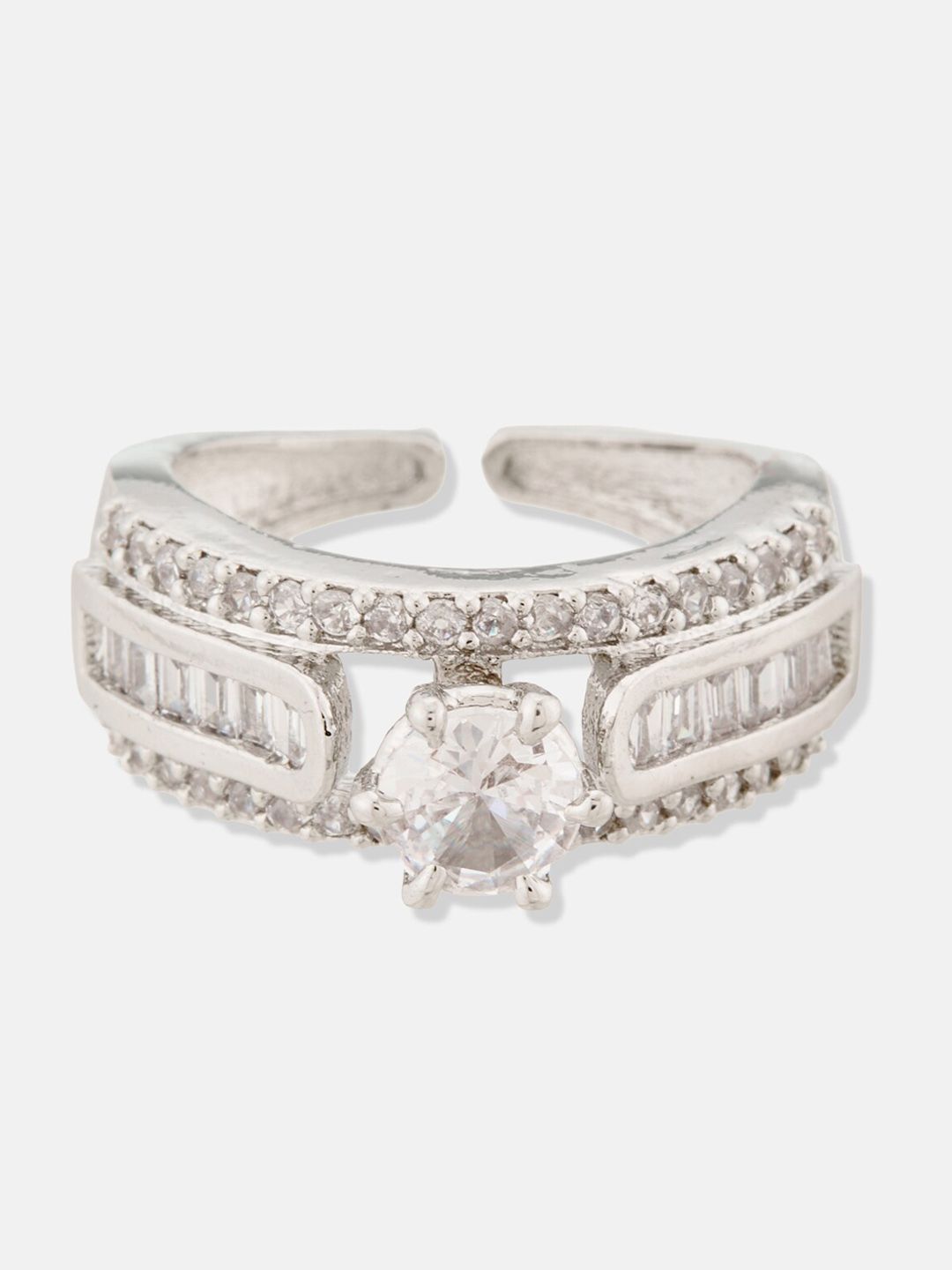 ATIBELLE Set Of 3 Silver-Plated CZ Studded Jewellery Set