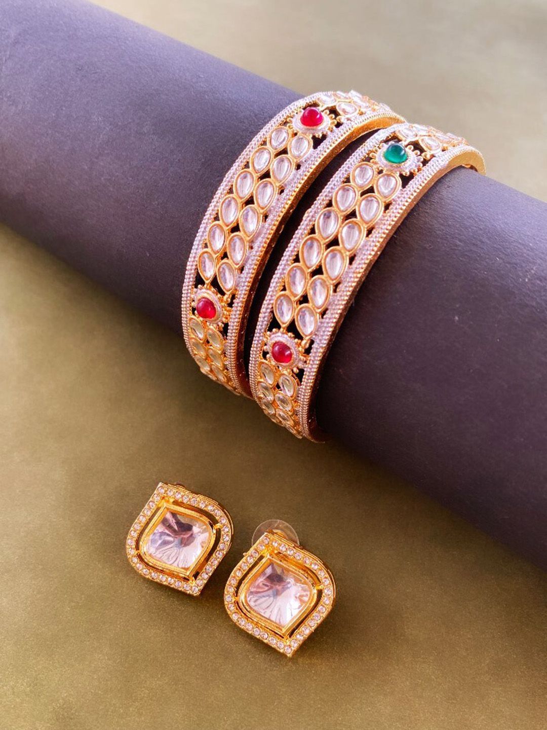 ATIBELLE Gold-Plated Kundan Studded Jewellery Set