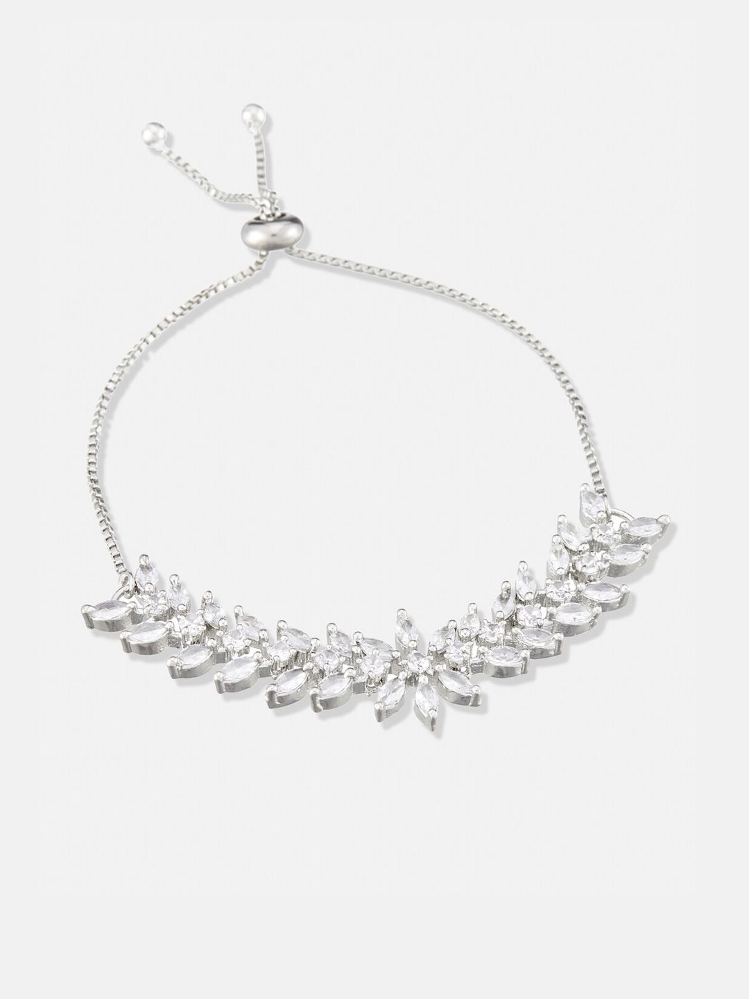 ATIBELLE Silver Plated CZ Studded Jewellery Set