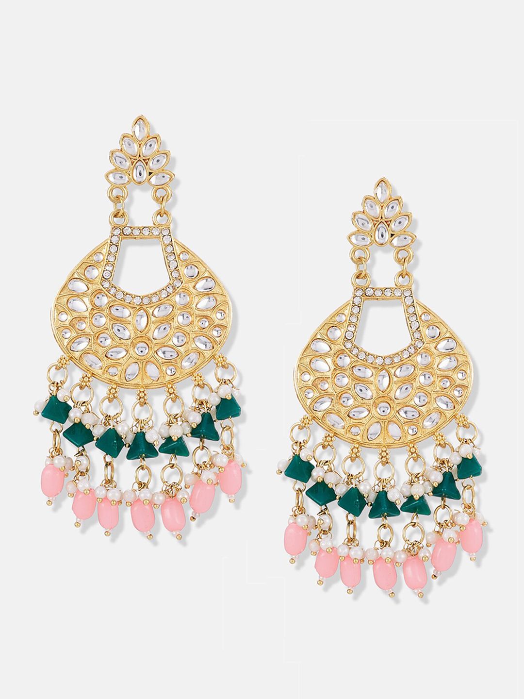 ATIBELLE Set Of 3 Gold Plated Kundan Studded Earrings & Bangles