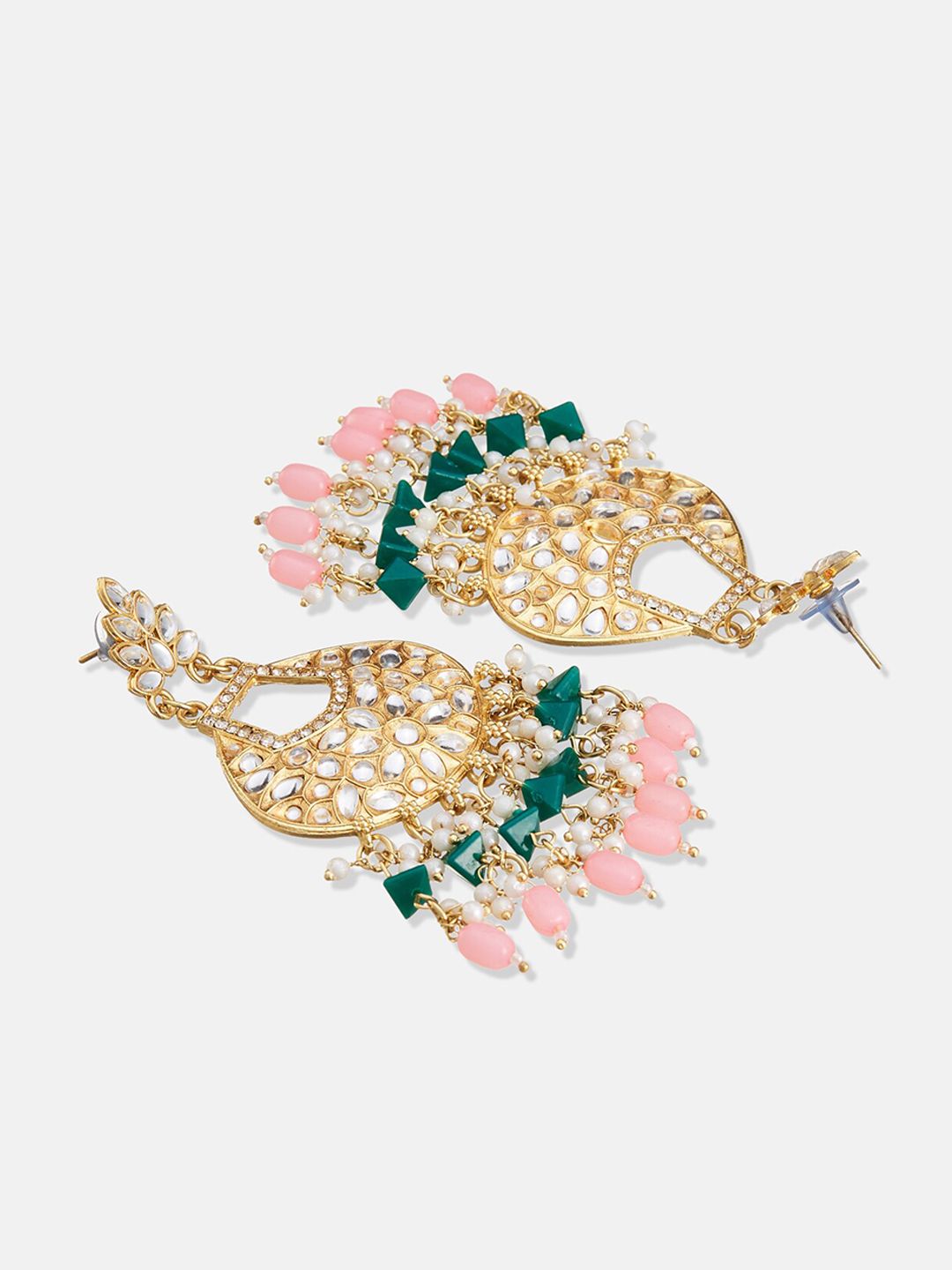 ATIBELLE Set Of 3 Gold Plated Kundan Studded Earrings & Bangles