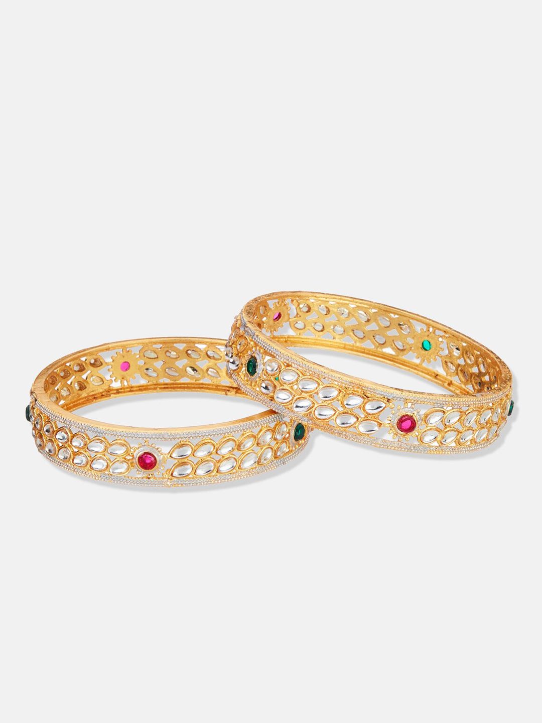 ATIBELLE Gold-Plated Kundan-Studded Bangles & Earrings et