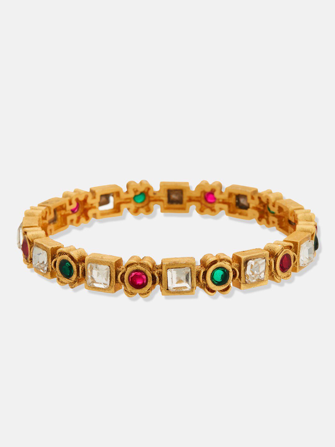 ATIBELLE Gold-Plated Studded Mangalsutra With Set Of 2 Bangles