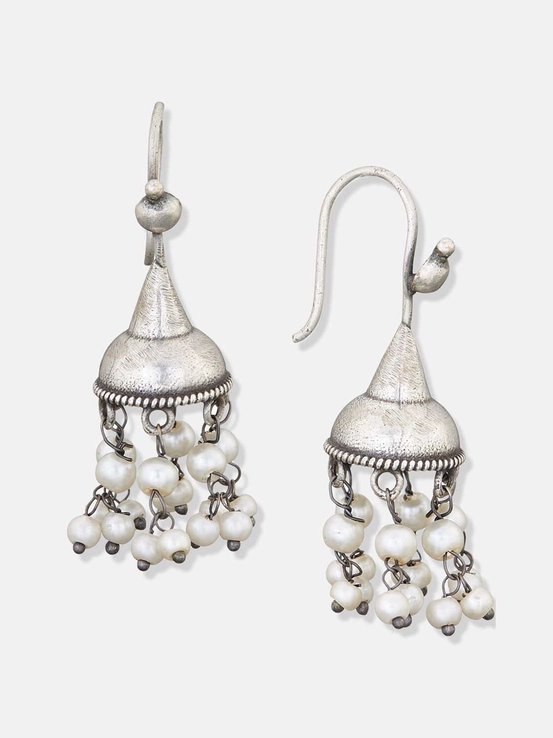 ATIBELLE Set Of 2 German Silver Plated Stone-Studded Maangtikka & Earrings
