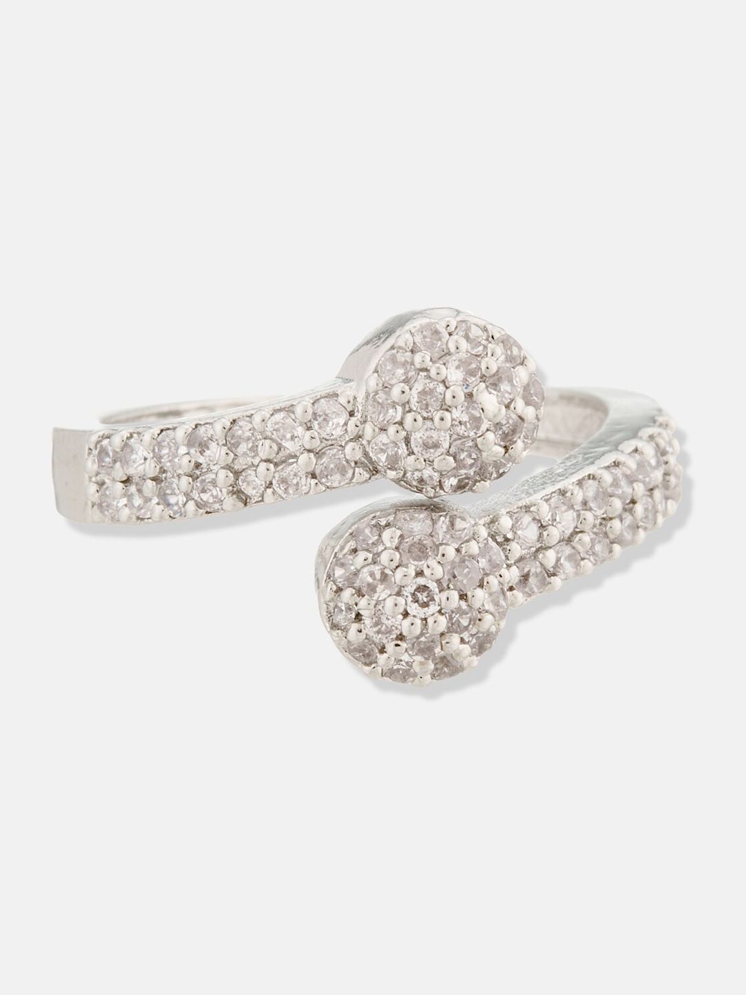 ATIBELLE Silver-Plated CZ-Studded Ring & Earring Set