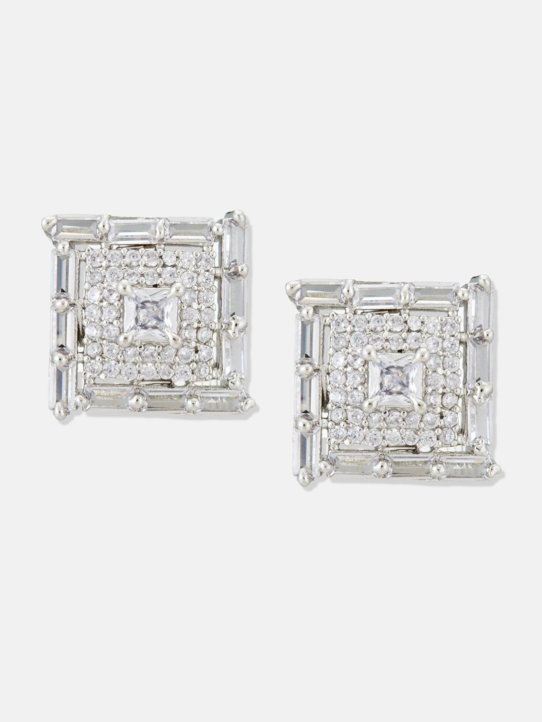 ATIBELLE Silver-Plated CZ-Studded Ring & Earring Set